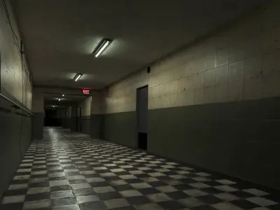 Old Dark Scary Corridor 08 Low-poly 3D model