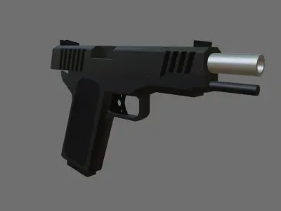 Black Pistol 9mm - Revolver - Gun Weapon - Arma Low-poly 3D model