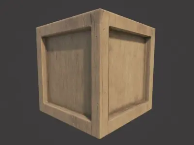 Realistic Crate wooden cube Low-poly 3D model