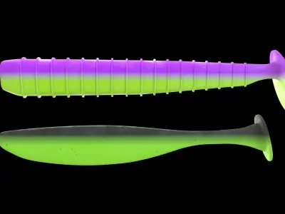 Set of two soft plastic baits and jig head Fishing tackle 3D model