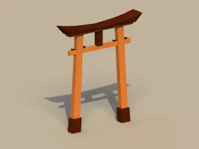 Low Poly Japanese Torii Low-poly 3D model
