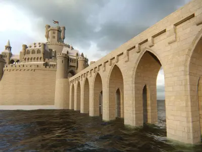 Spiral Castle Fortress Fantasy Hilltop Citadel Low-poly 3D model