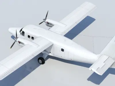 De Havilland Canada DHC-6 Twin Otter Static Low Poly Low-poly 3D model