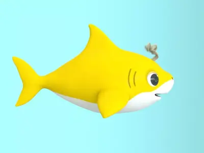 baby shark cartoon character Low-poly 3D model