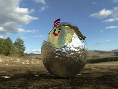 Chick Hatching and Shell 3D model or chicken 3d model Low-poly 3D model