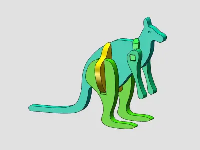 Diy assembled kangaroo toy model and cnc processing file 3D model