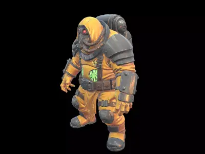 Low Poly Stylized Hazmat Zombie - PBR Low-poly 3D model