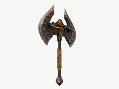 Stylized fantasy axe Low-poly 3D model