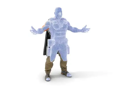 Armored Tactical Hero Character Model Rigged and Animated Low-poly 3D model