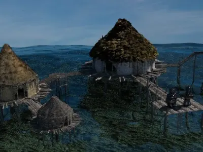 Prehistoric Settlement - Neolithic Crannog 3D model