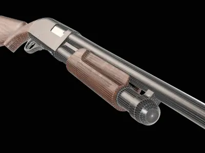 Shotgun wooden Low-poly 3D model