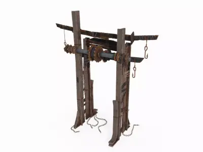A post-apocalyptic style torii gate 3D model