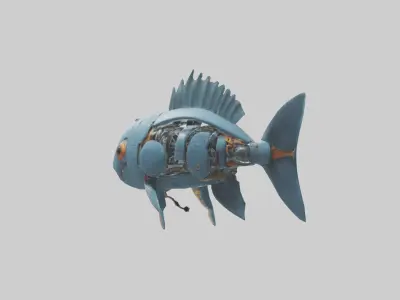 Robot version of a fish model Low-poly 3D model