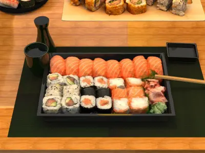 Realistic Sushi Platter 3D model