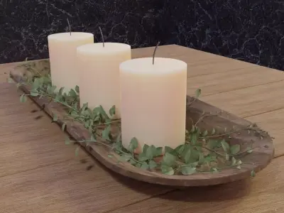 Dough bowl candles Decor 3D Model PBR Free 3D model