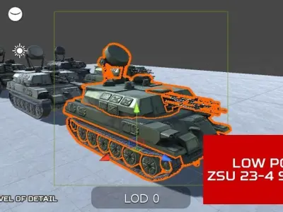 Low Poly ZSU 23-4 Shilka Low-poly 3D model