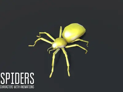 Spiders - characters with animations Low-poly 3D model