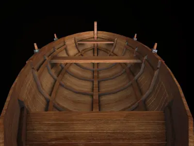 Wooden Boat-2 Low-poly 3D model