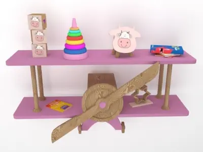 airplane shelf for baby room Free 3D model