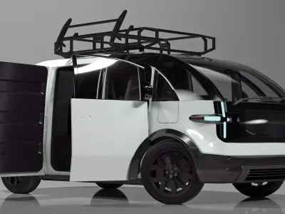 Minibus Electric White Rigged for Maya 3D model