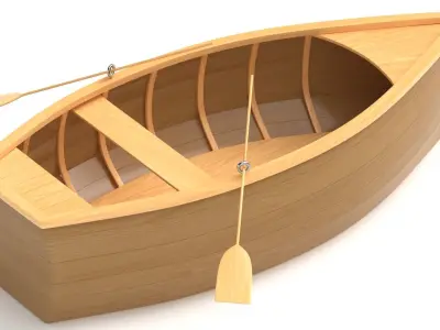 Wooden Rowboat 02 3D model