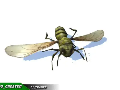 Low-Poly Honey Bee Rigged Animated 3d model Low-poly 3D model