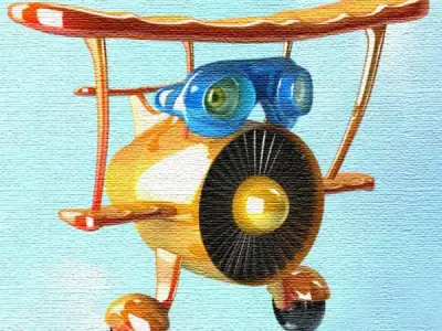 Airplane cartoon 02 Low-poly 3D model