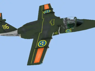 SAAB 105 Sk60C Low-poly 3D model