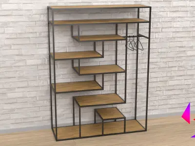 Shelf on the floor with a hanger Free 3D model
