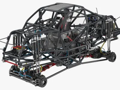 Monster Truck Bigfoot Frame and Engine 3D model