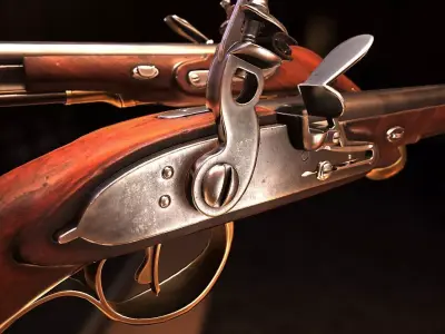 PBR Flintlock pistol Low-poly 3D model