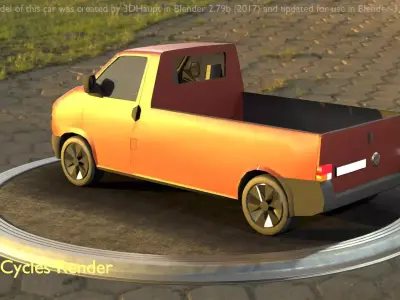 City Car 82 Commercial Pickup 3500 Type-C Brown Low-poly 3D model