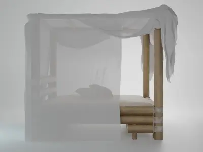 Bamboo bed Free 3D model