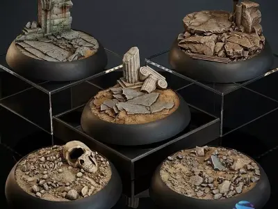 Ultimate Terrain Bases Pack- 25-32-40-50   Miniature Bases  STL  3D print model