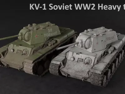 KV-1 Soviet WW2 Heavy tank Low Poly PBR Low-poly 3D model