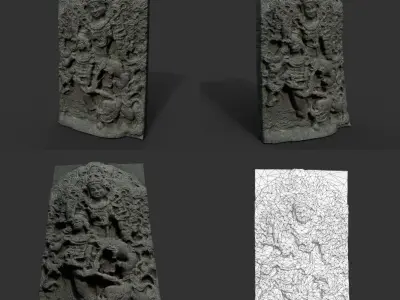 India Temple Wall modular - 221002 Low-poly 3D model