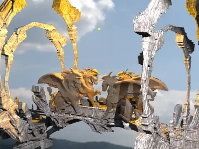 Greek Pegasus Rings 3D model