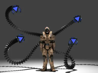 Animated Robotic Arm With Glass Claws Free low-poly 3D model