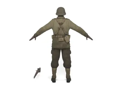 Allied soldier 2 Low-poly 3D model