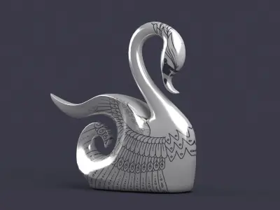 swan birds art sculptures beak sky flying sparrow  3D model