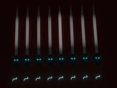 Dragonoid Sword Low poly and high poly Low-poly 3D model