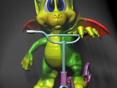 Cute Cartoon Dragon RIGGED Low-poly 3D model