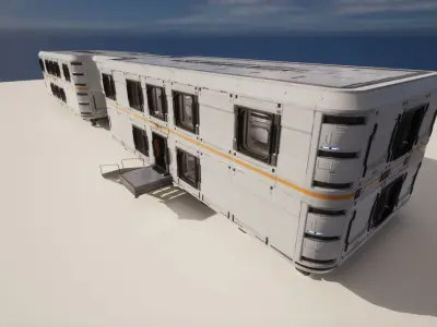 SCIFI modules kitbash Military Base Building Kit Cyberpunk Low-poly 3D model