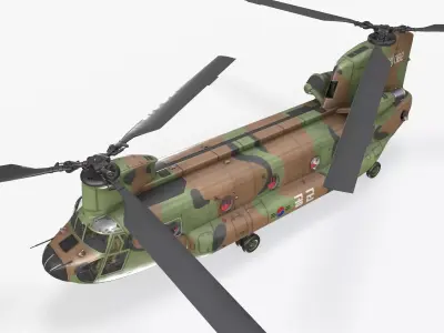 CH-47 Chinook Korean Air Force Complex Animation Low-poly 3D model