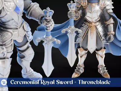 Stylized Sword - Ceremonial Royal Throneblade - Game Ready 3D model