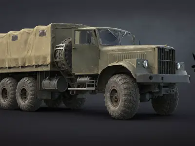 Kraz-255B Military Truck Game Ready Low-poly 3D model