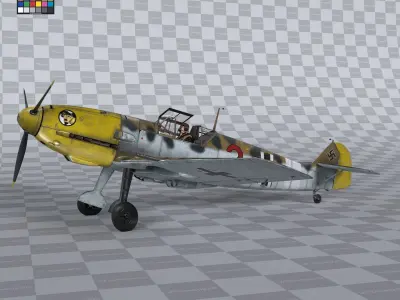 Messerschmitt BF109 German Fighter Airplane North Africa V2 3D model