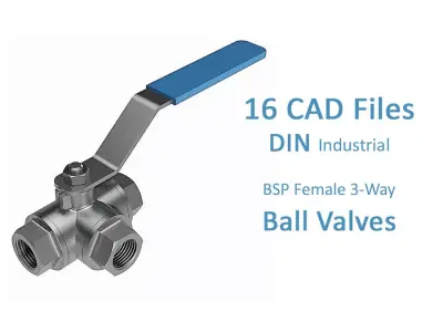 3-Way Ball Valves - BSP Threaded Ends - 3D model