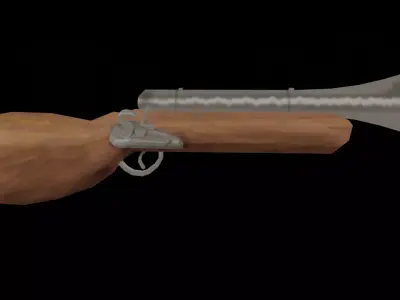 Blunderbuss wooden gun Free low-poly 3D model
