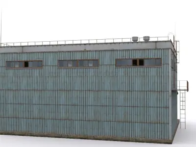 Hangar military building Low-poly 3D model